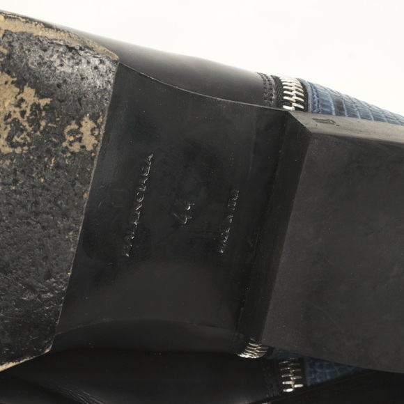 Balenciaga Side Zip Cowhide Leather Blue Python Zip Up Boots - Picture 10 of 10